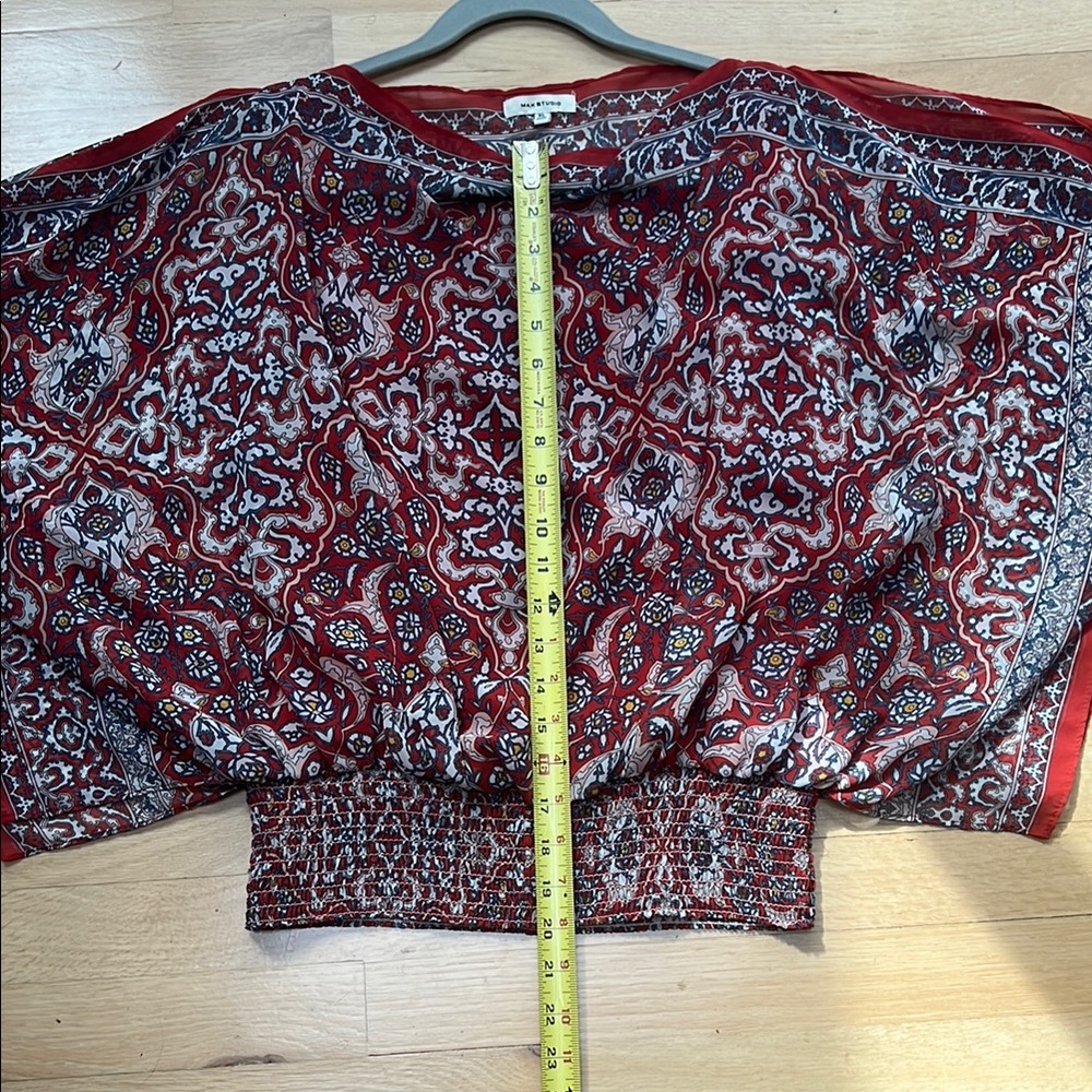 Max Studio Orange And Tan/Gray Patterned Blouse - image 5